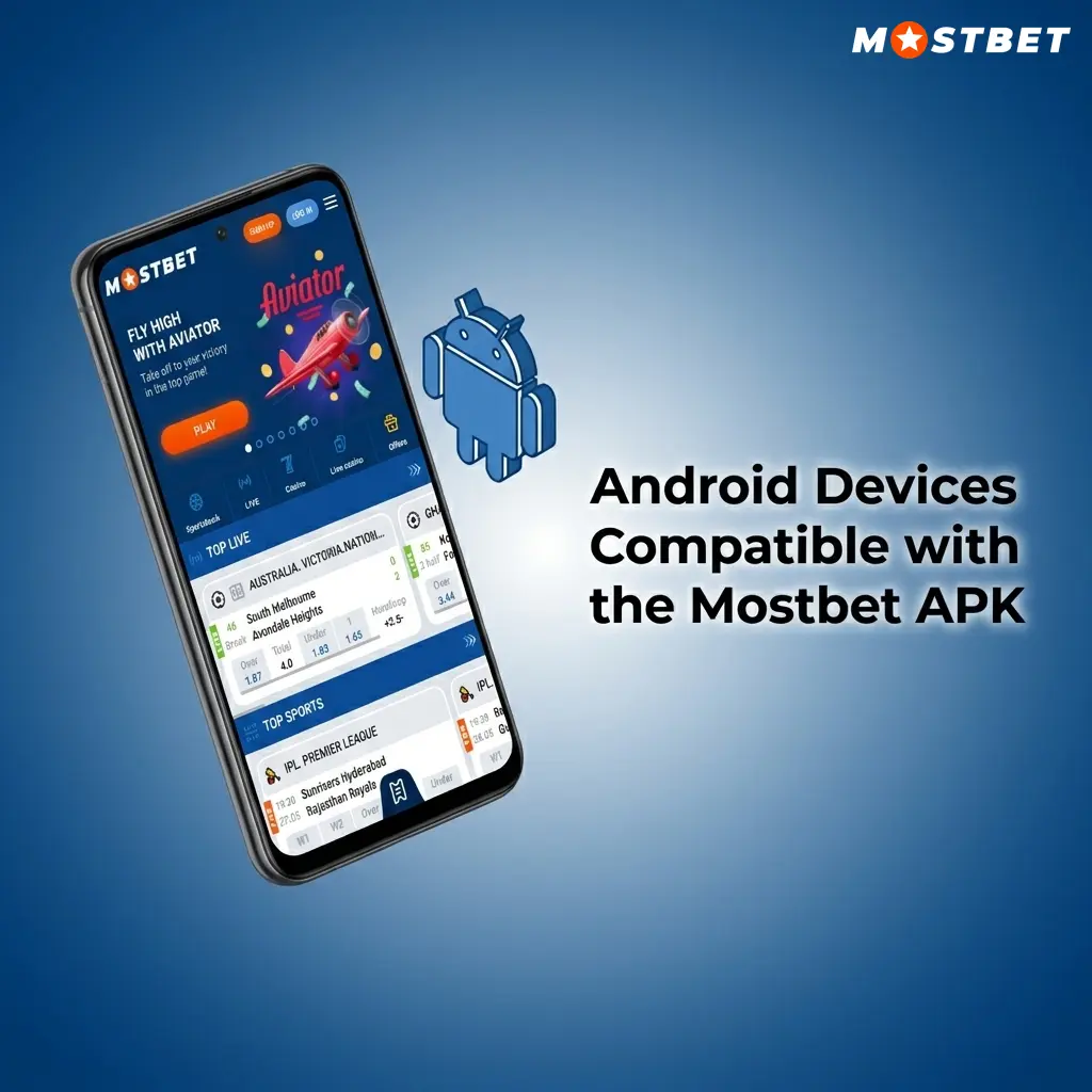 Mostbet APK compatible Android devices including Samsung, Xiaomi, OnePlus, and Google Pixel models running Android 5.0+