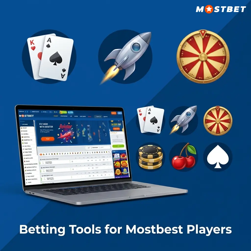 Mostbet betting tools including statistics, live streaming, cash out, and analytics features on desktop and app