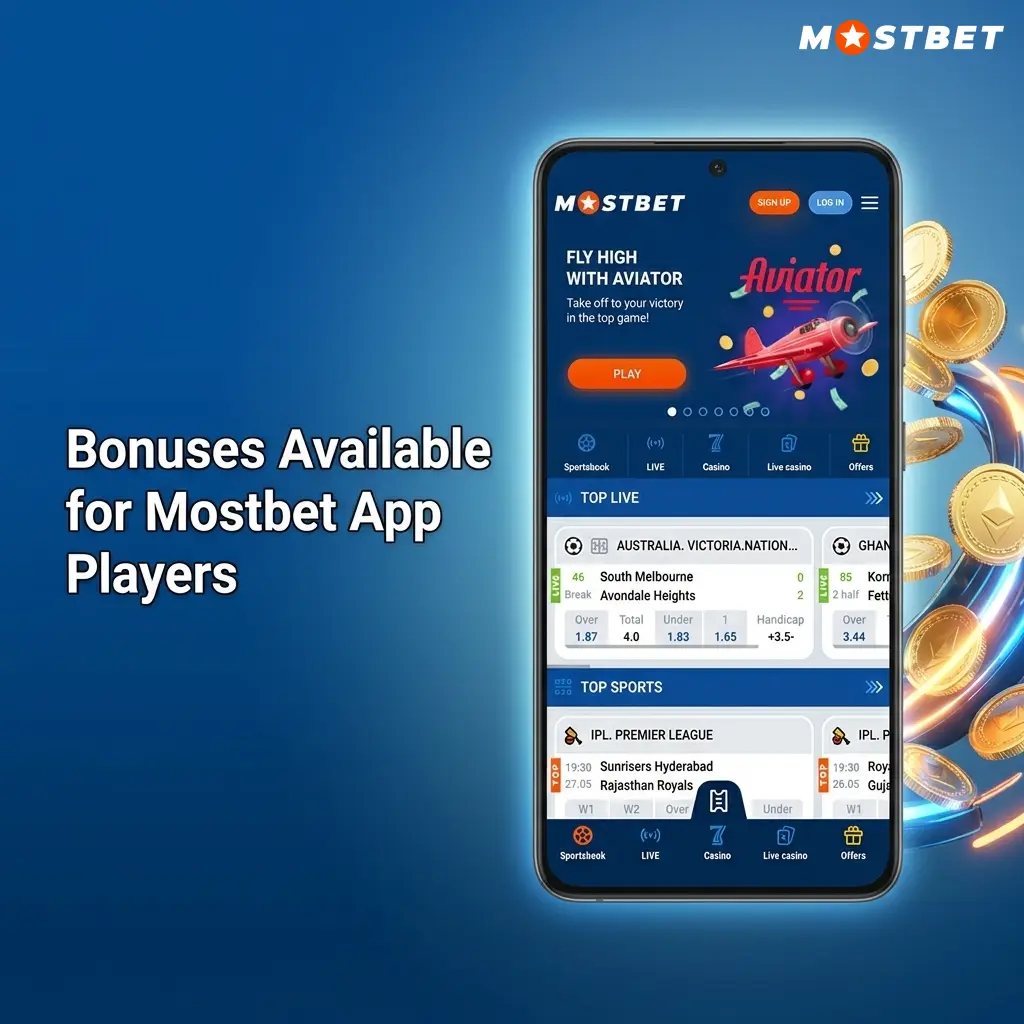 Mostbet app bonuses including welcome offer, free bets, cashback, reload deals, and accumulator boost for Indian players