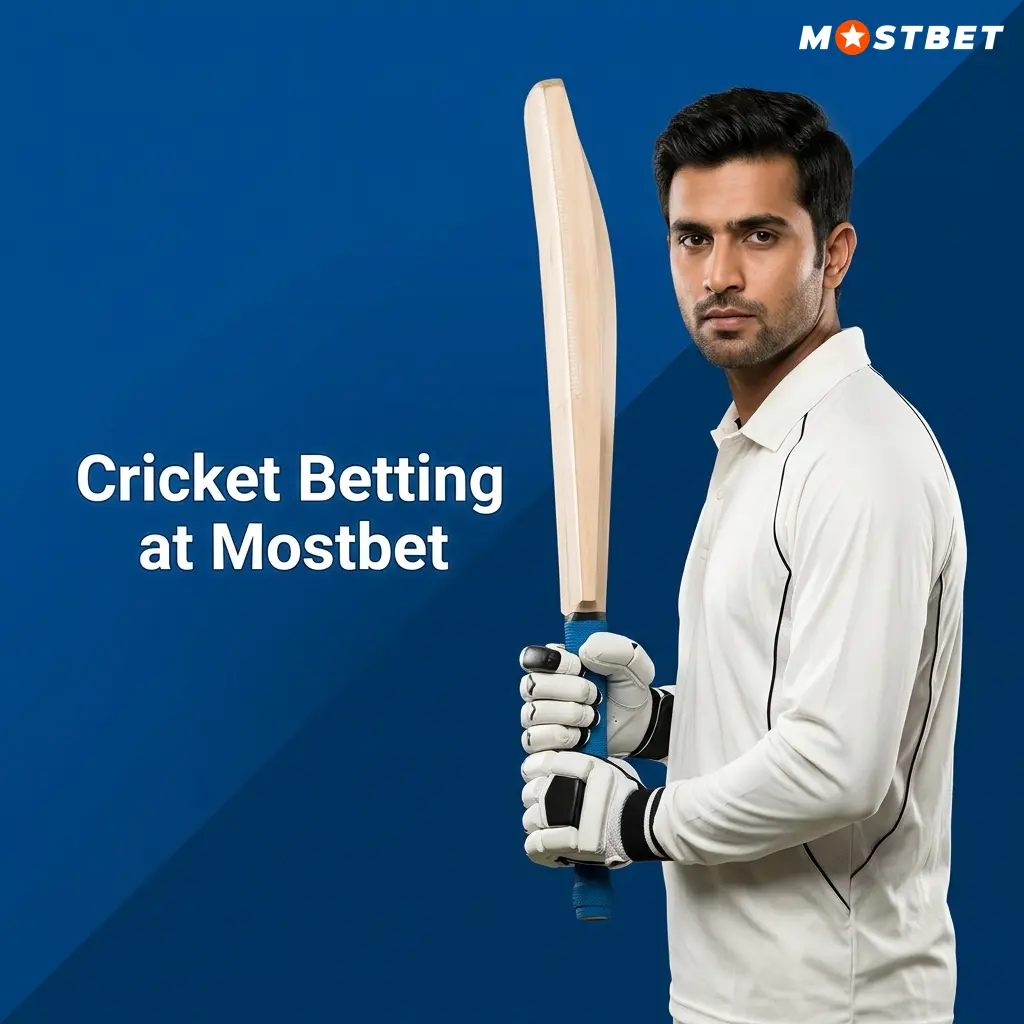 Mostbet cricket betting interface showing IPL, Test, ODI and T20 markets with live ball-by-ball wagering options