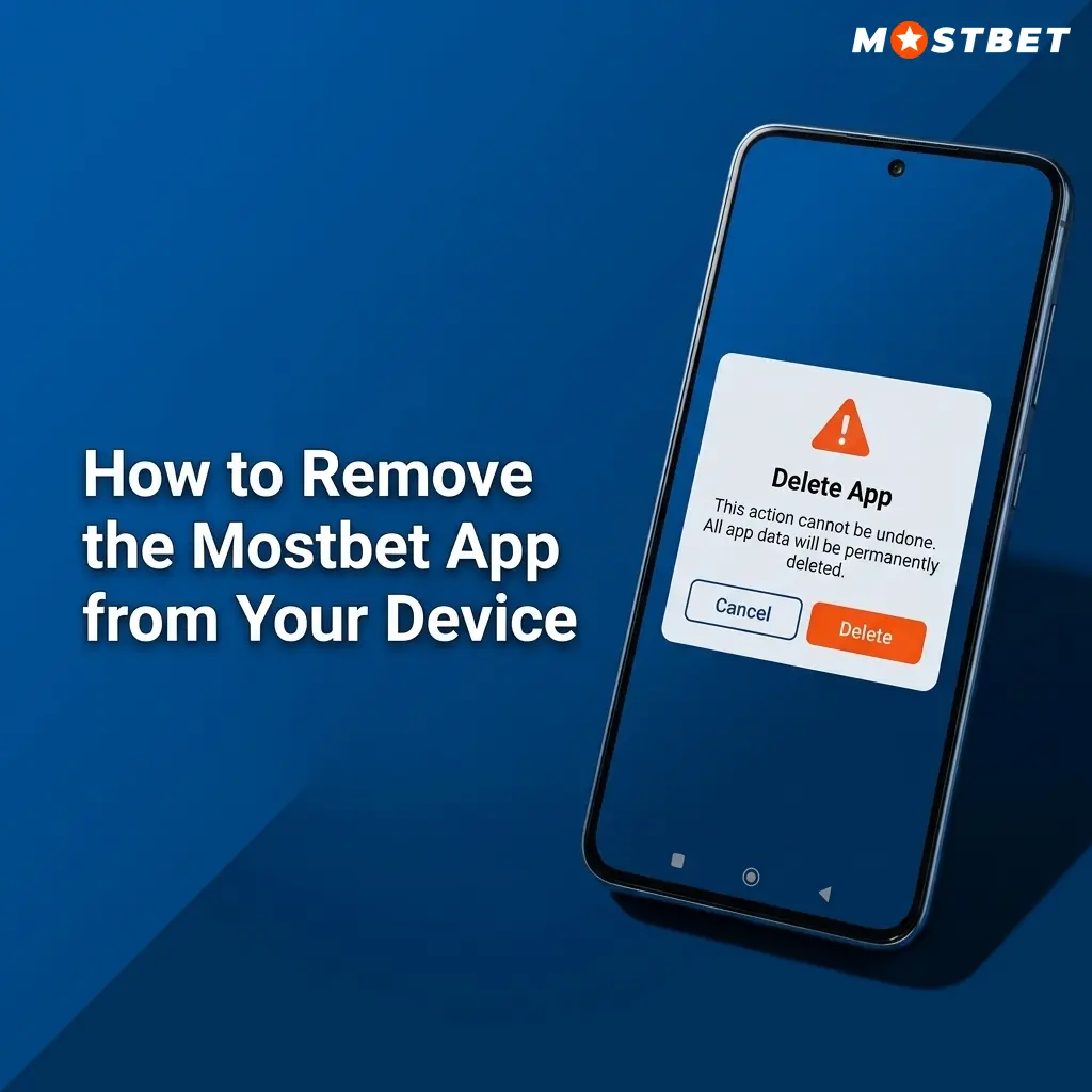 Step-by-step guide showing how to uninstall the Mostbet app on Android and iOS devices via settings or home screen