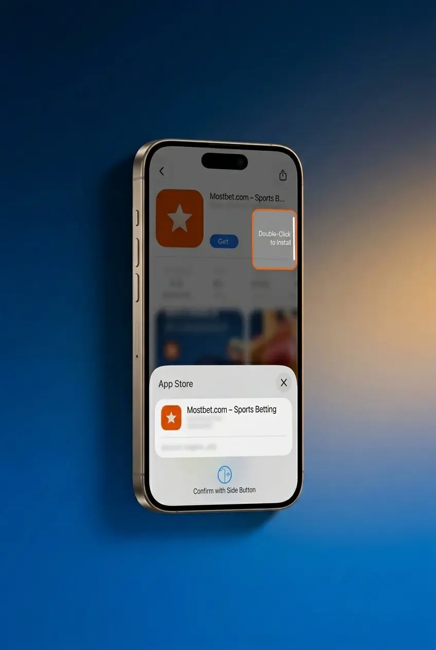 Mostbet iOS PWA installation 5 steps guide showing Safari Share menu and Add to Home Screen on iPhone