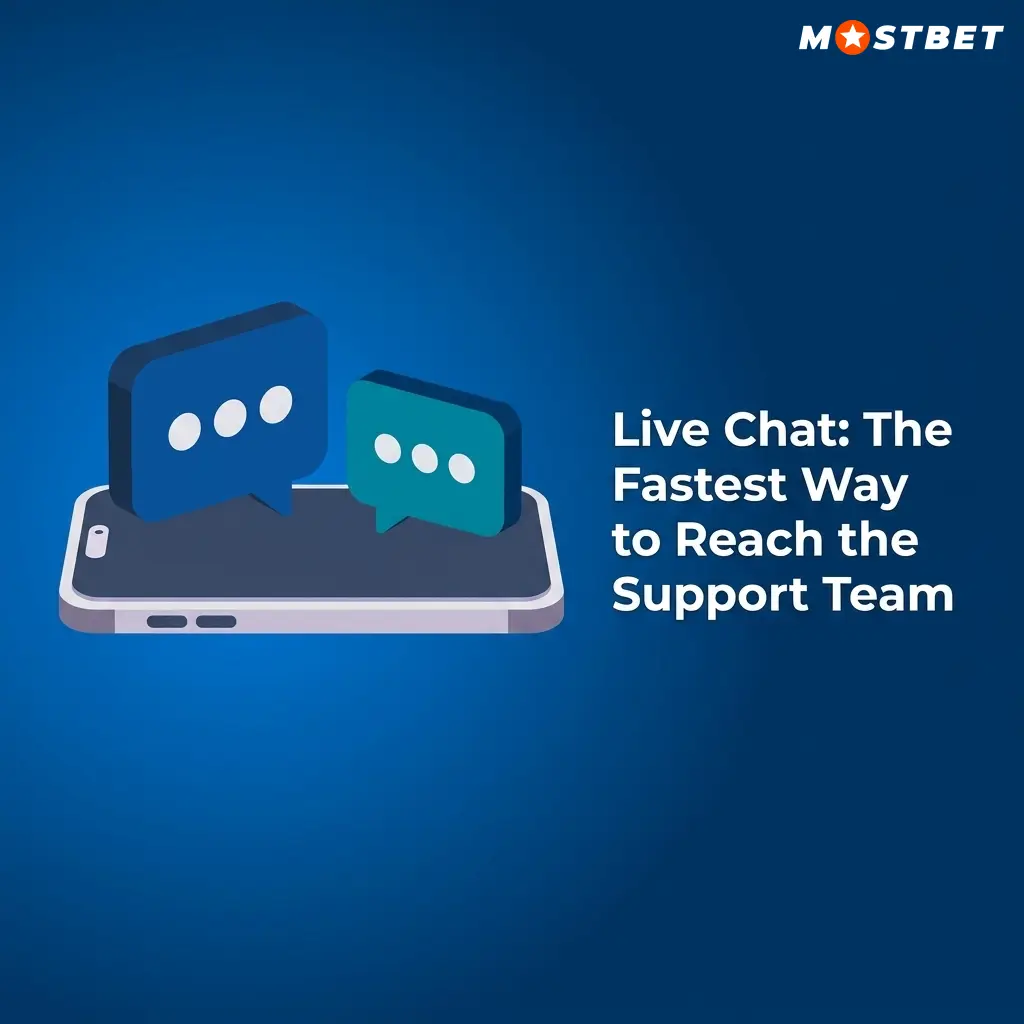 Mostbet live chat support icon on website and mobile app for 24/7 instant customer assistance