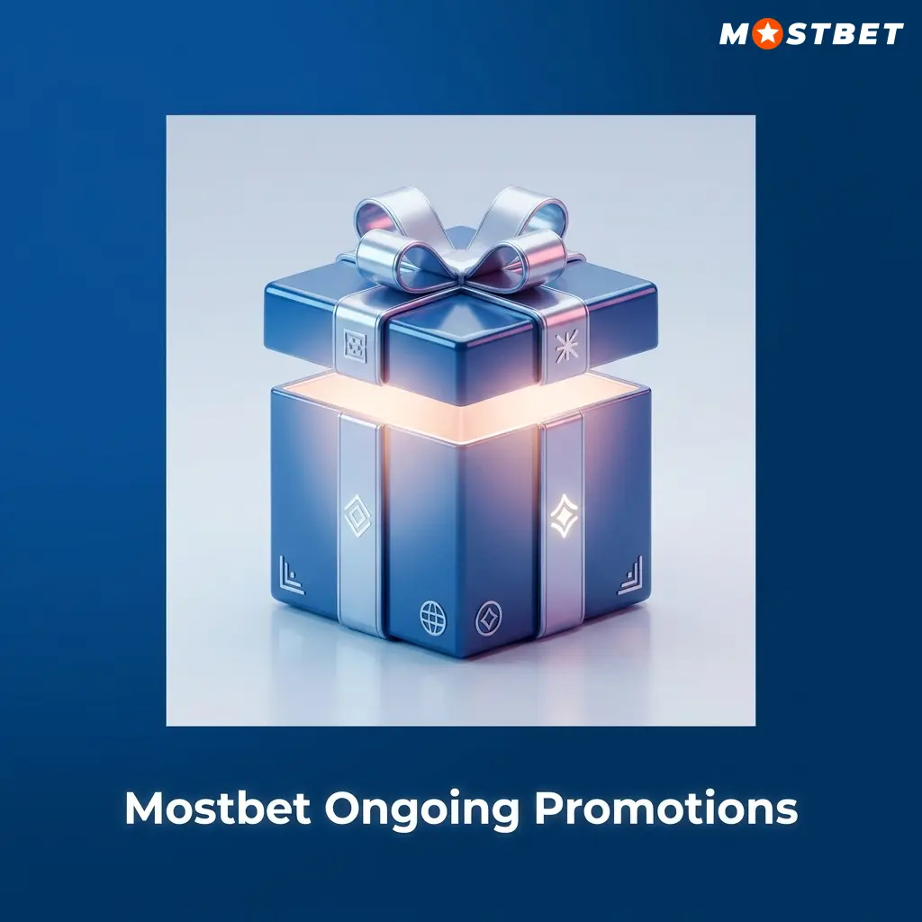 Mostbet ongoing promotions including accumulator boosts, weekly cashback, free bets, and birthday bonus offers