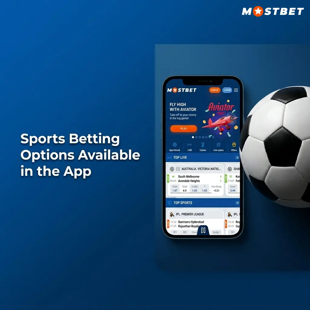 Mostbet app sports betting options including cricket, football, kabaddi, tennis, esports and more for Indian players