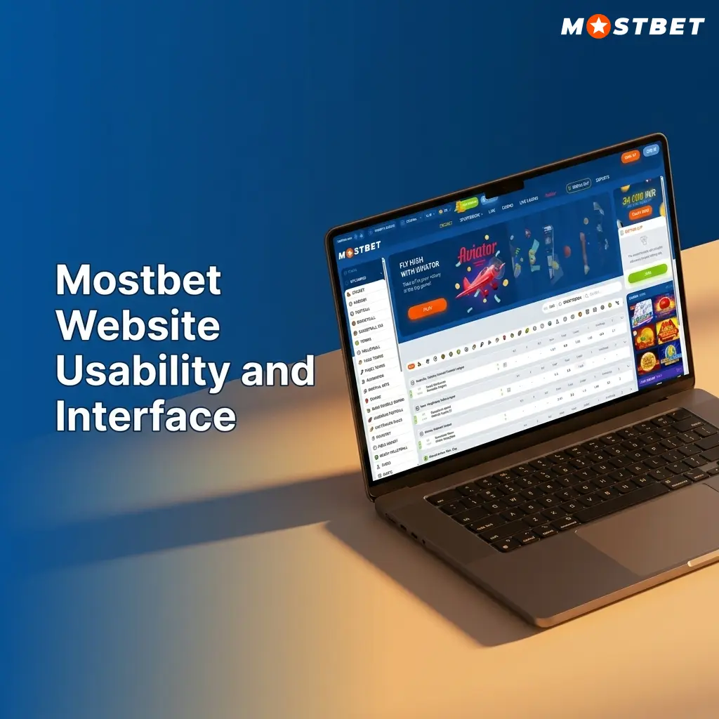 Mostbet website interface showing dark navy blue design with top navigation bar for Sports, Live, Casino and Promotions sections