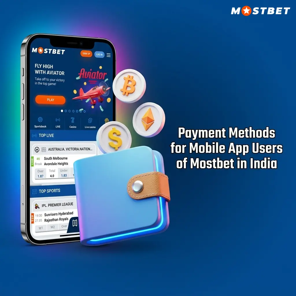 Mostbet India mobile app payment methods including UPI, PhonePe, Google Pay, Paytm, crypto, and cards