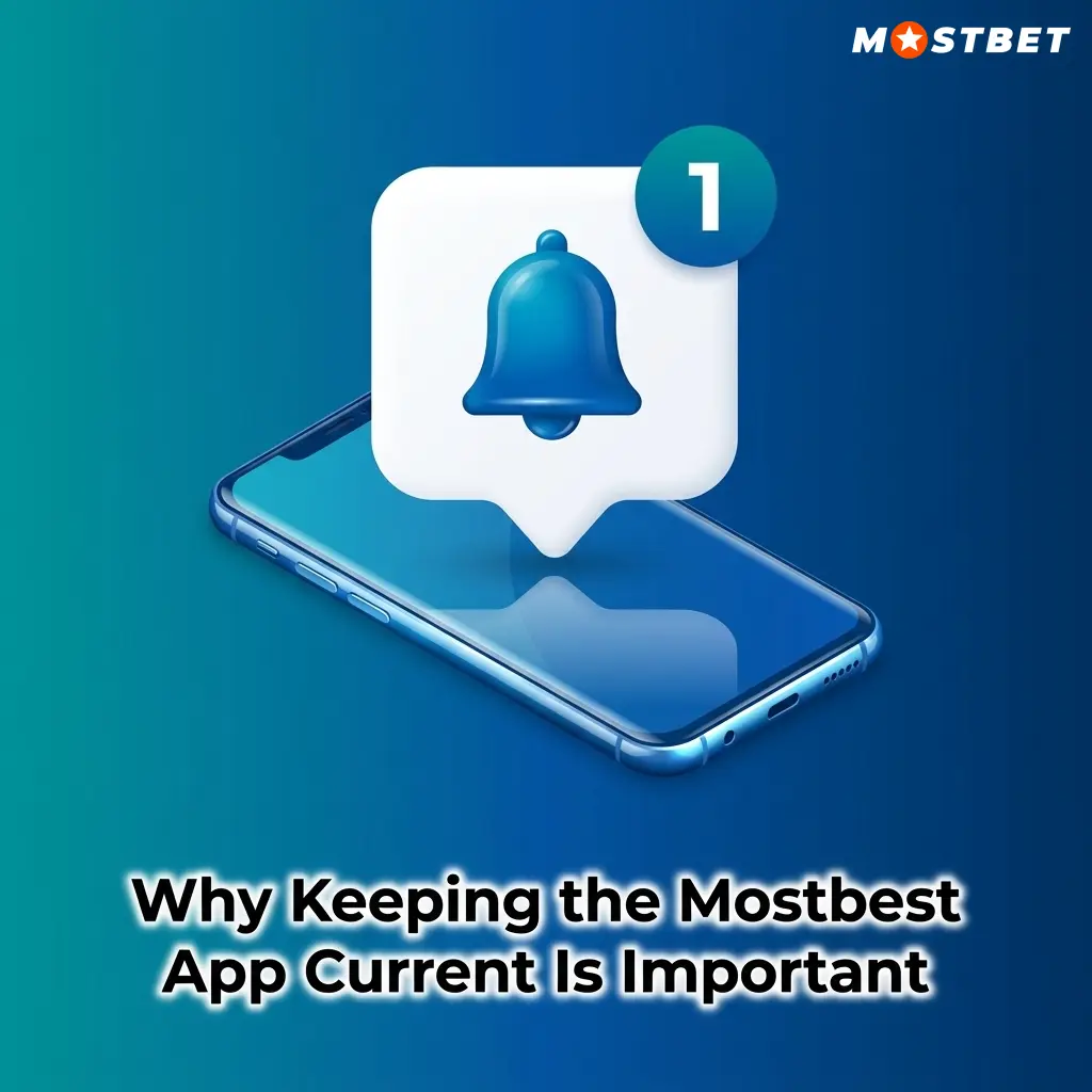 Mostbet app update on smartphone showing security patches, UPI payment, and live betting features for Indian users